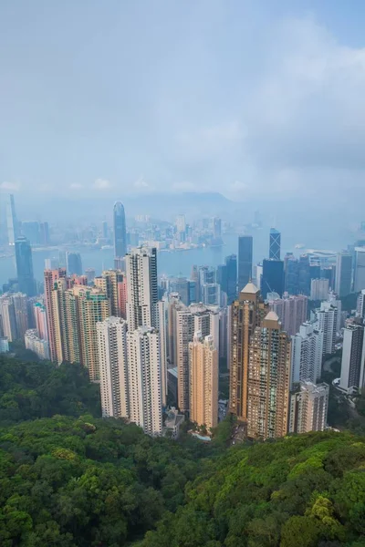 Hong Kong - 19 de marzo de 2016: Vista aérea de Hong Kong en el día v —  Fotos de Stock