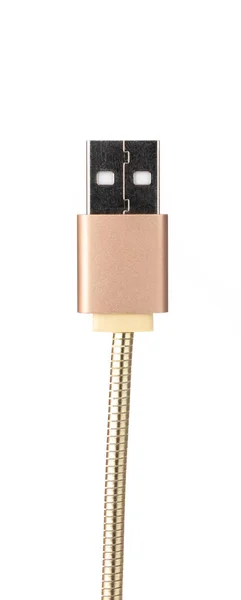 Kabel USB Micro mengisi ulang suplai smartphone yang diisolasi pada ba putih — Stok Foto