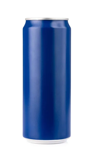 白い背景に隔離された青いアルミ缶 — ストック写真