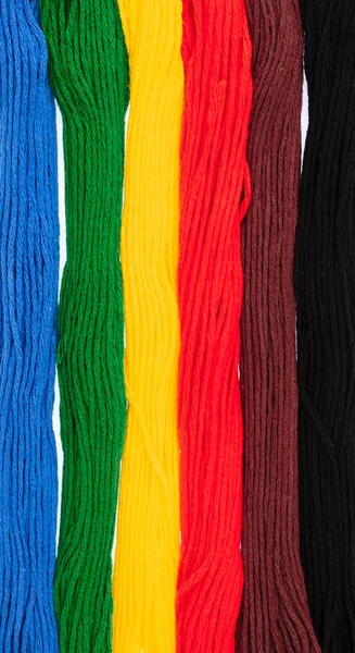 Close up colorful yarn thread isolated on white background — Stock Photo, Image