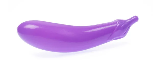 Plastic toy eggplant isolated on white background — Stok fotoğraf