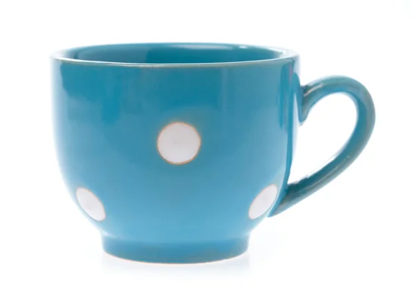 Tasse à thé vide bleue isolée sur fond blanc — Photo