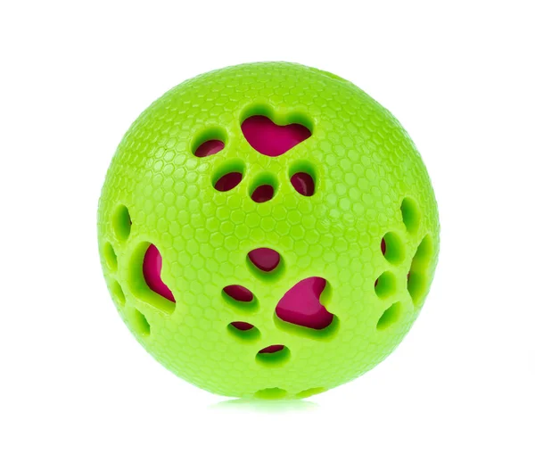 Green ball toy for pet isolated on white background — 图库照片