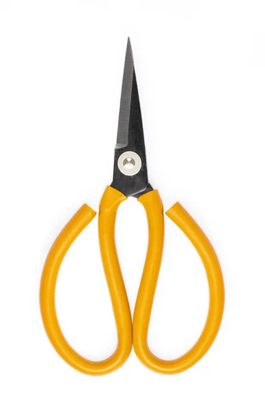 Yellow Scissors steel isolated on a white background — 图库照片