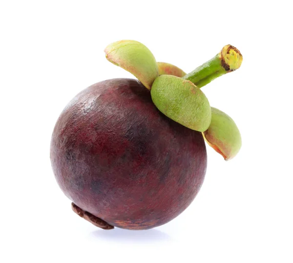 Beyaz arka planda izole edilmiş mangosteen meyvesi — Stok fotoğraf