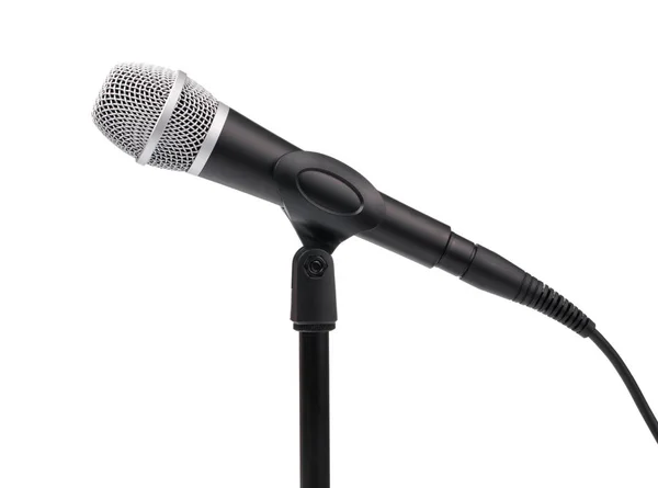 Микрофон и стоять изолированы на белом фоне — стоковое фото