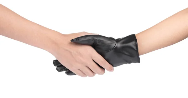 Action symbol of hand with black winter leather gloves Isolated — ストック写真