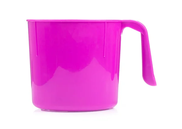 Рожева пластикова миска ізольована на білому фоні — стокове фото