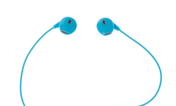 Modré sluchátka izolované na bílém pozadí — Stock fotografie