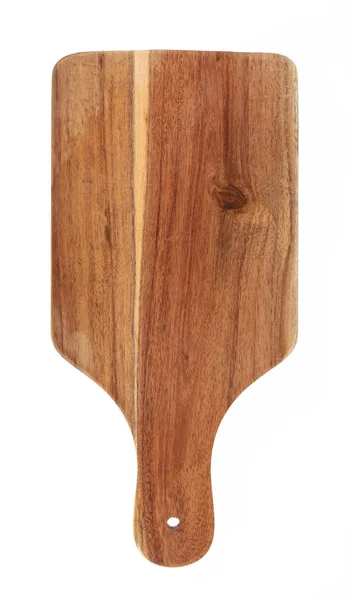 Placa de corte de pás de madeira isolada em um fundo branco — Fotografia de Stock