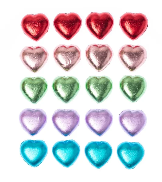 एक सफेद पृष्ठभूमि पर अलग चॉकलेट दिल का संग्रह — स्टॉक फ़ोटो, इमेज