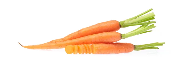 Fresh baby carrot and cut pieces isolated on white background — Stock Photo, Image