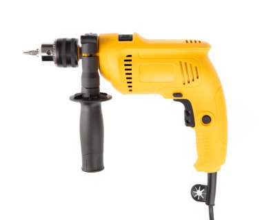 Elektrik matkabı beyaz arkaplanda izole edildi