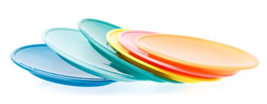 Empty colorful plastic dish isolated on white background