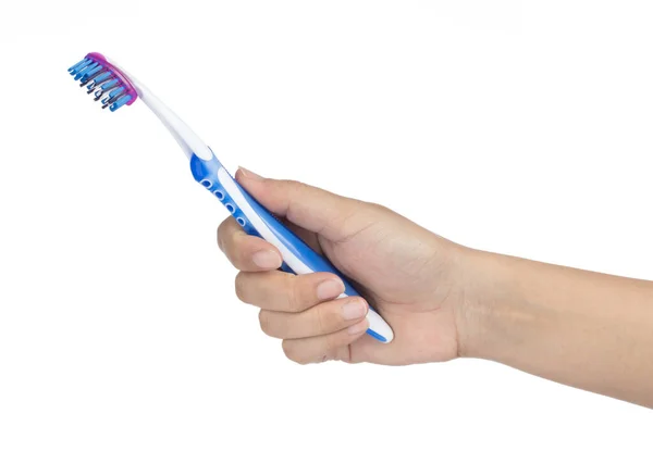 Hand holding Toothbrushes isolated on white background. — Stock Photo, Image