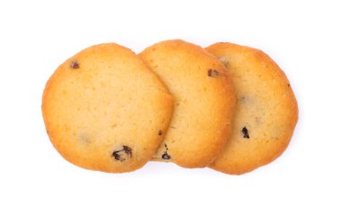 Beyaz arkaplanda izole edilmiş tereyağlı kurabiyeler