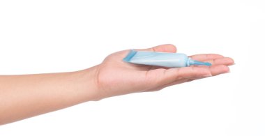 El ele tutuşan tutkal bluetüpleri Beyaz Arkaplanda izole