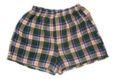 Beyaz arka plan üzerinde izole boxer şort (iç çamaşırı).