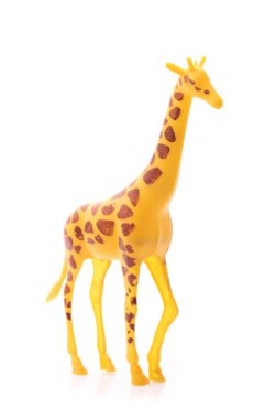 giraffe made out of plastic. animal toy isolated on white background