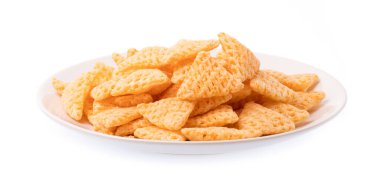 Beyaz arkaplanda izole edilmiş abur cubur tabağı