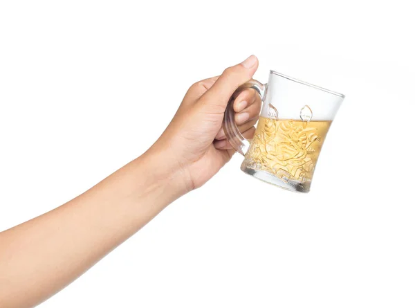 Hand Holding Glass Alcohol Isolated White Background — Stock Photo, Image