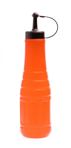 Пластиковая Бутылка Соуса Чили Изолированы Белом Фоне — стоковое фото