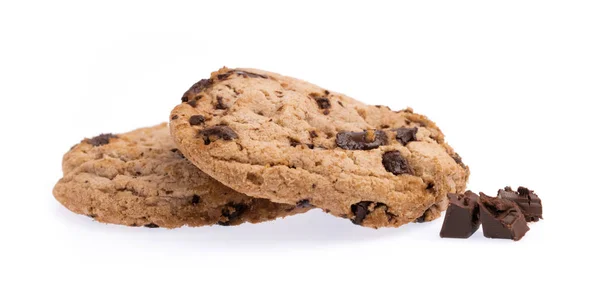 Koekjes Chocolade Zelfgemaakt Gebak Koekjes Geïsoleerd Witte Achtergrond — Stockfoto