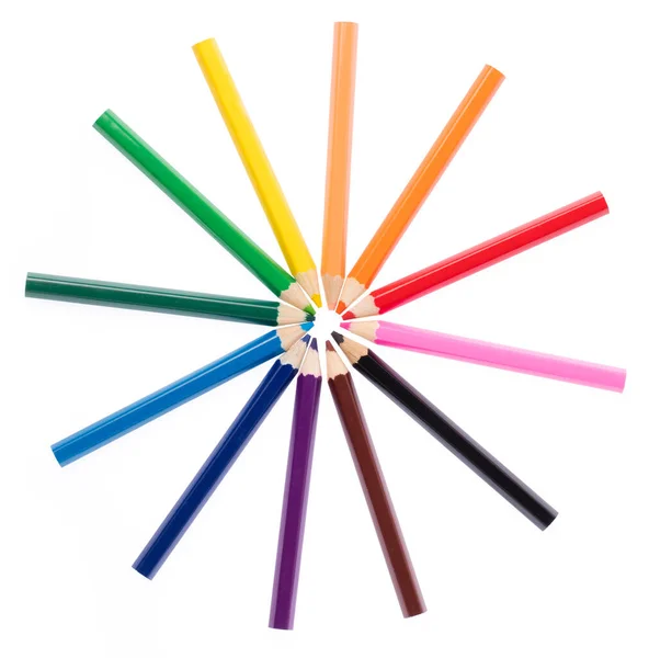 Crayons Couleur Isolés Sur Fond Blanc — Photo