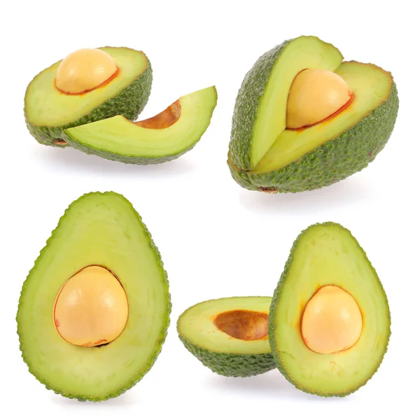 Verzameling Van Avocado Geïsoleerd Witte Achtergrond — Stockfoto