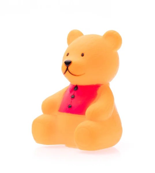 Urso Brinquedo Plástico Animal Isolado Fundo Branco — Fotografia de Stock