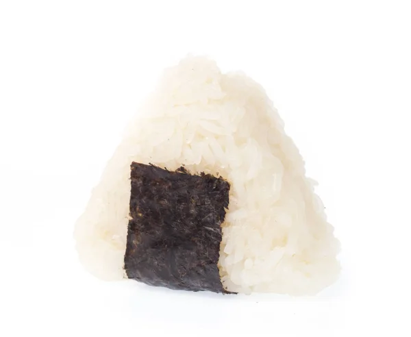 Onigiri Сушеными Водорослями Nori Изолированы Белом Фоне — стоковое фото