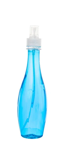 Синя Пластикова Туманна Пляшка Спрею Ізольована Білому Фоні — стокове фото