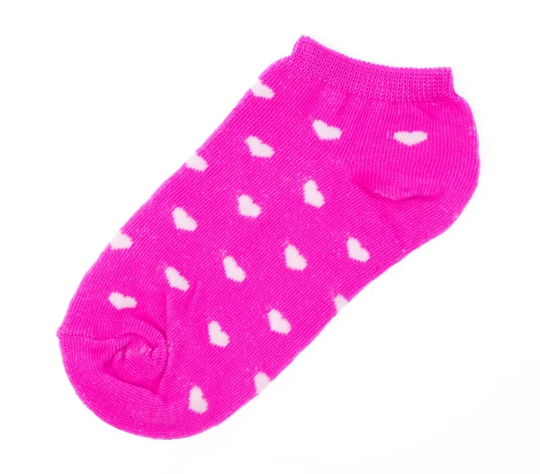 Pink Socks White Hearts Isolated White Background — Stock Photo, Image