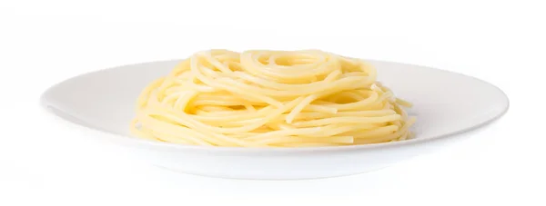 Pasta Espaguetis Plato Aislado Sobre Fondo Blanco — Foto de Stock