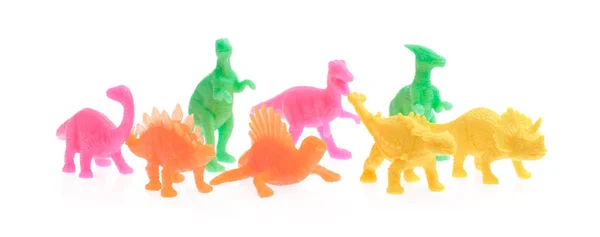 Beyaz Arkaplanda Izole Edilmiş Dinozor Oyuncağı Koleksiyonu — Stok fotoğraf