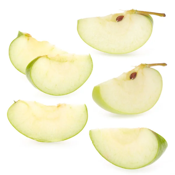 Řez Jablka Kolekce Izolované Bílém Pozadí — Stock fotografie