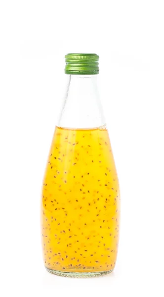 Ananas Sap Met Basilicum Zaad Drink Glas Flessen Geïsoleerd Witte — Stockfoto