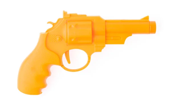 Pistola Juguete Hecha Plástico Aislado Sobre Fondo Blanco — Foto de Stock