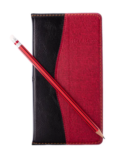 Notebook Ołówka Białym Tle — Zdjęcie stockowe
