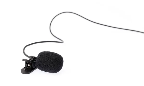 Lapela Microfone Lavalier Isolado Fundo Branco — Fotografia de Stock