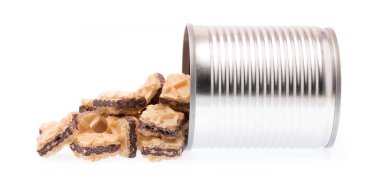 Beyaz arka planda izole edilmiş çikolatalı waffle 'lar..