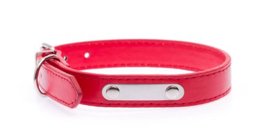 Beyaz bir arka plan üzerinde izole kırmızı köpek tasması