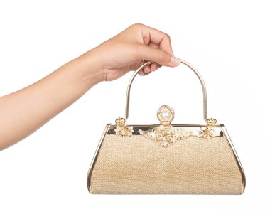 Beyaz arka planda incili altın debriyaj