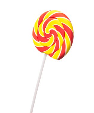 Beyaz arka plan üzerinde izole renkli sarmal lolipop