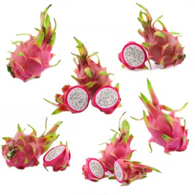 Beyaz arka plan üzerinde izole dragon meyve kümesi