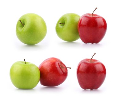 Koleksiyon Beyaz zemin üzerinde kırmızı ve yeşil elma izole