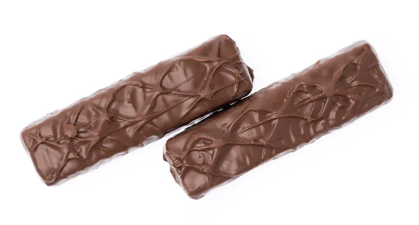 Μπισκότα Βουτηγμένα Σοκολάτα Απομονωθεί Λευκό Φόντο — Φωτογραφία Αρχείου