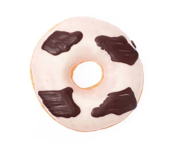 Chocolate Donut Cow Pattern Isolated White Background — Stock Photo, Image