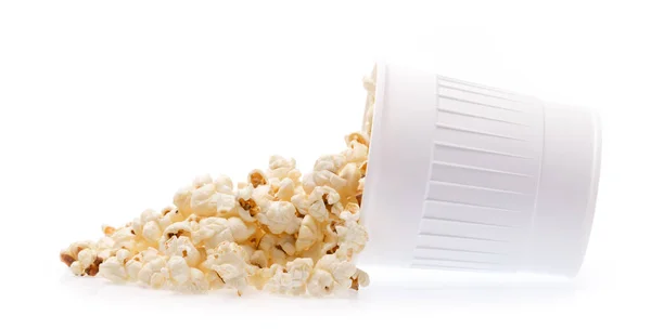 Popcorn Vit Hink Isolerad Vit Bakgrund — Stockfoto