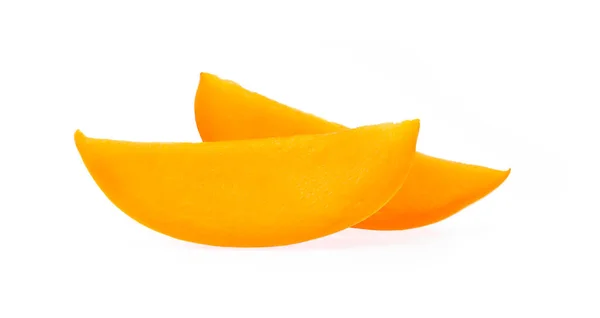 Slice Mango Geïsoleerd Witte Achtergrond — Stockfoto